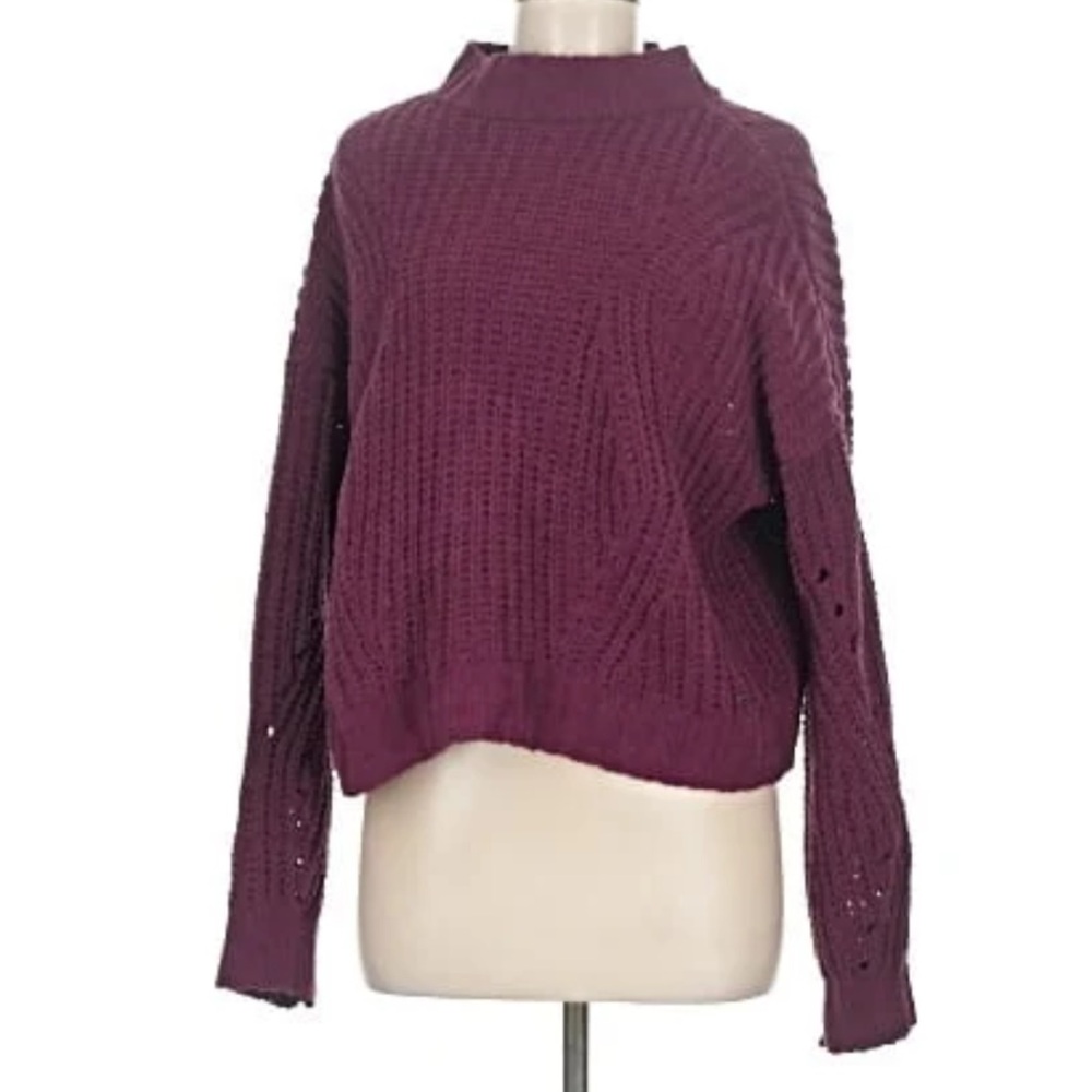 Hollister Maroon Knit Turtleneck Sweater